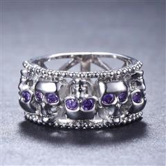 Amethyst Unisex Silver & Stone Ring 925 Silver 6.7g Size:6